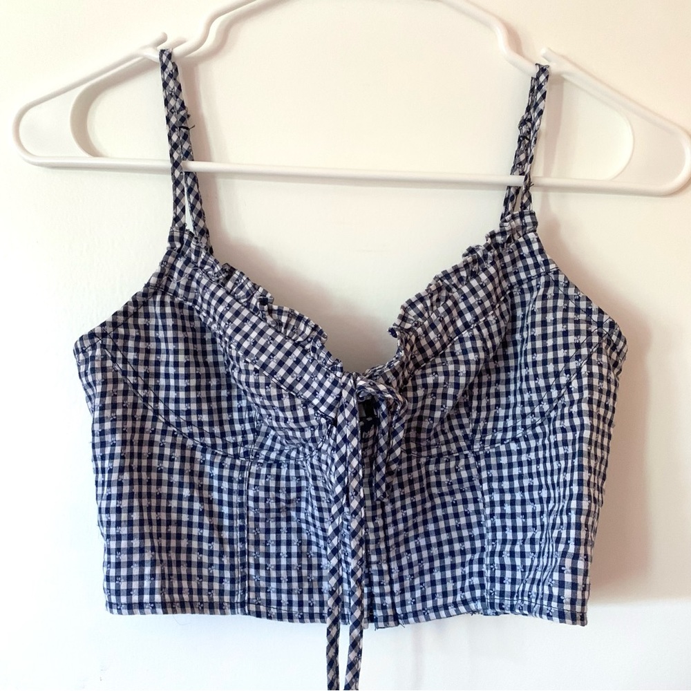 LA hearts gingham floral bustier top